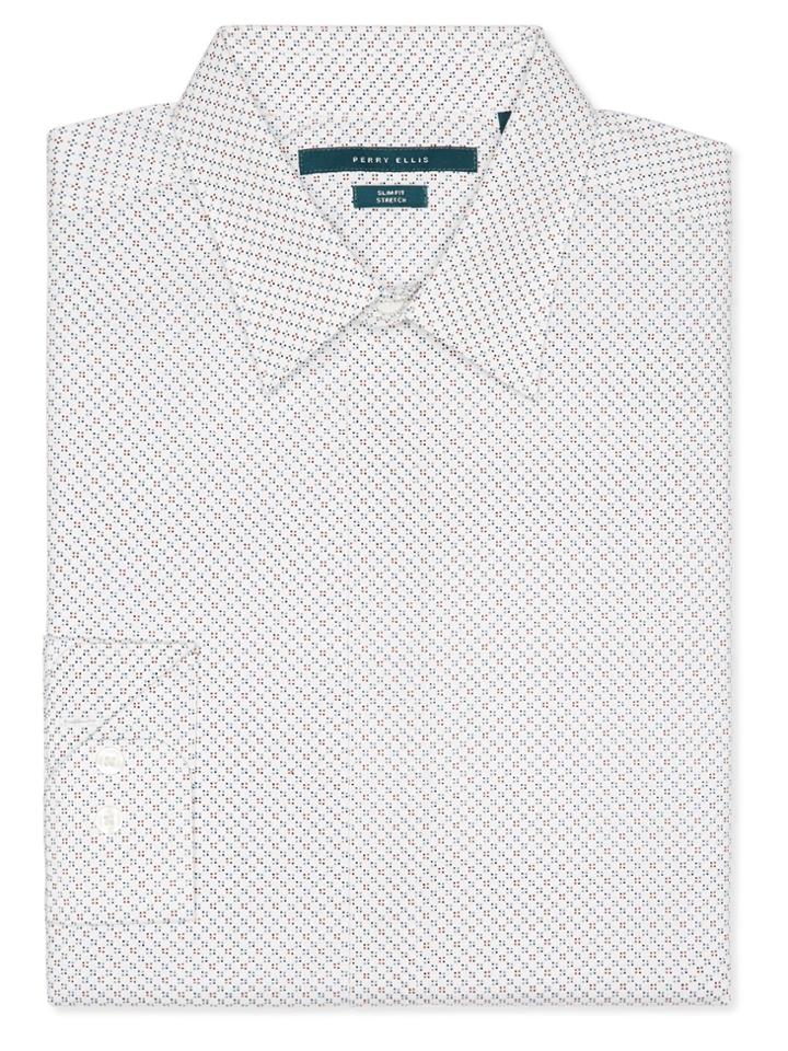 Perry Ellis Long Sleeve Mini Dot Print Shirt