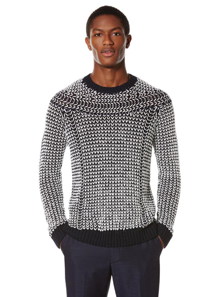 Perry Ellis Engineered Broken Plaid Crew Sweater