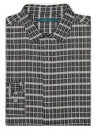 Perry Ellis Windowpane Plaid Pattern Shirt