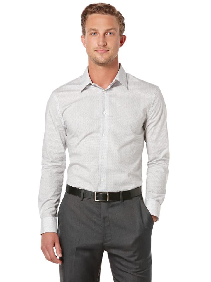Perry Ellis Long Sleeve Tile Texture Print Shirt