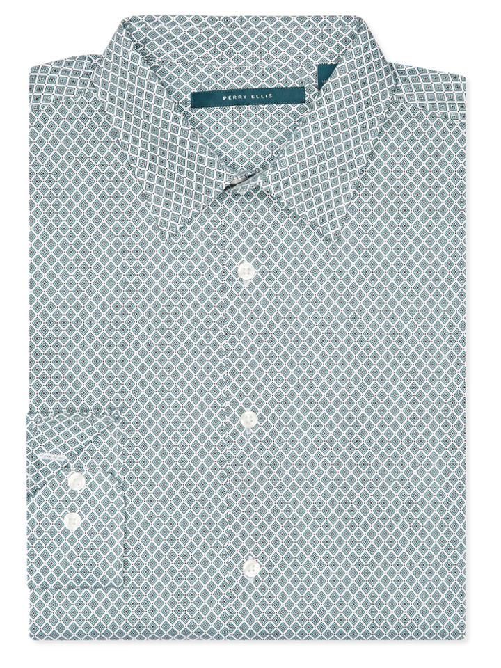 Perry Ellis Diamond Print Roll-up Shirt