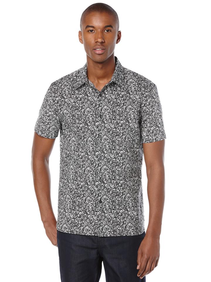 Perry Ellis Short Sleeve Exclusive Sketch Floral Shirt