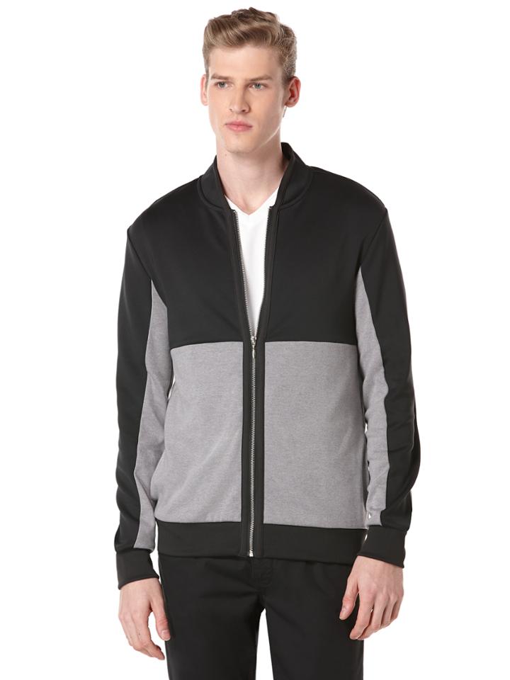 Perry Ellis Full Zip Mixed Media Jacket