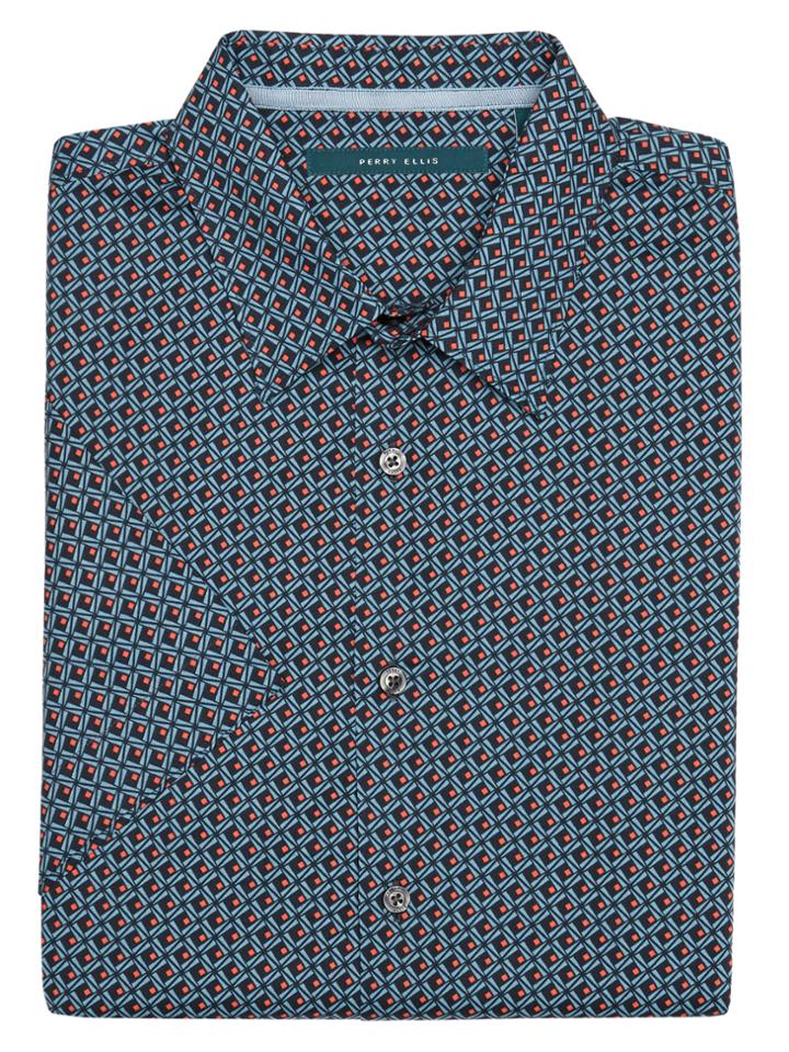 Perry Ellis Big And Tall Short Sleeve Deco Shirt