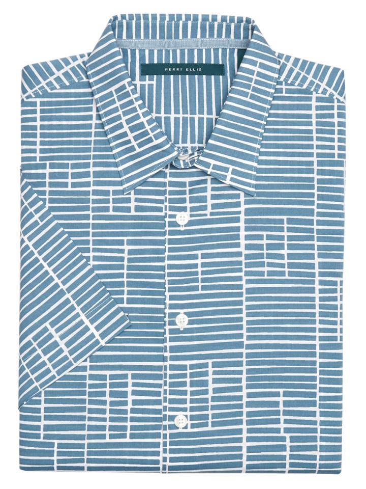 Perry Ellis Short Sleeve Multi-tech Shirt