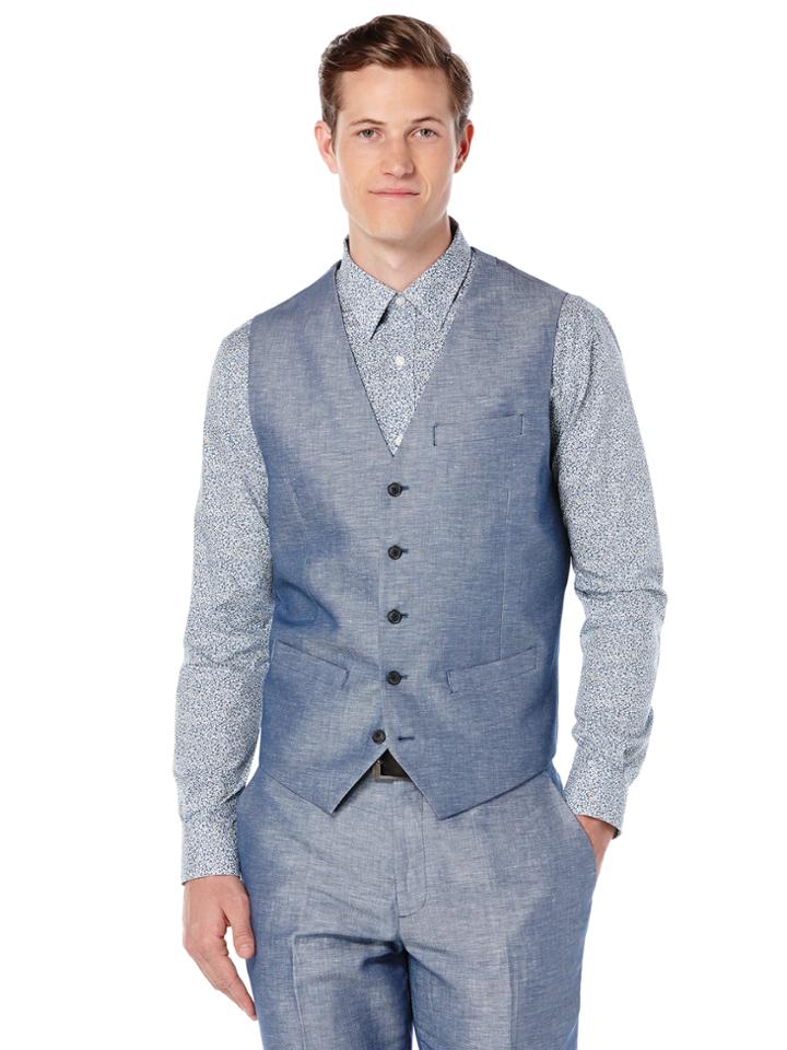 Perry Ellis Regular Fit Linen Twill Suit Vest