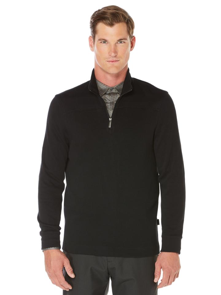 Perry Ellis Textured Pique Quarter Zip Jacket