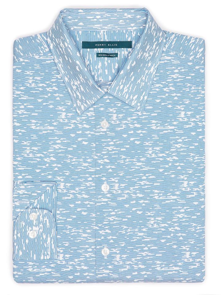 Perry Ellis Non-iron Linear Camo Print Shirt