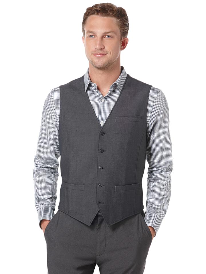 Perry Ellis Regular Fit Tonal Textured Suit Vest