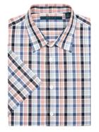 Perry Ellis Short Sleeve Linen Multi Plaid Shirt