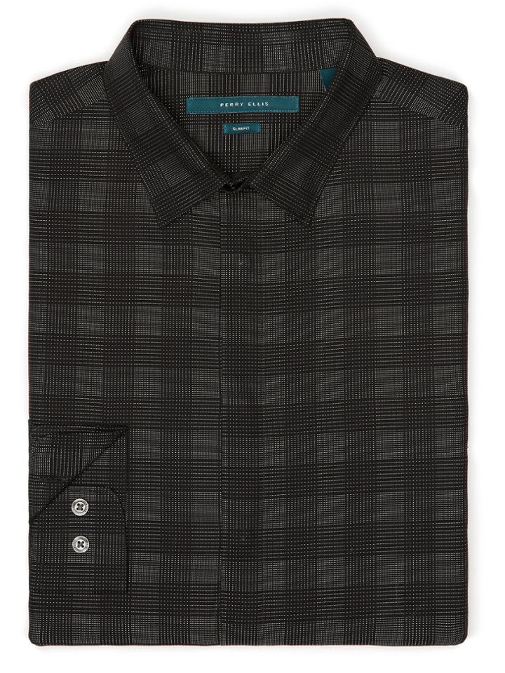Perry Ellis Slim Fit Geographic Plaid Pattern Shirt