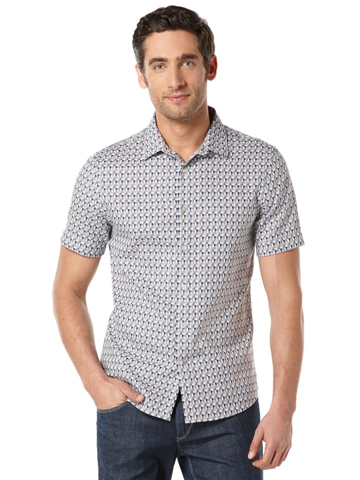 Perry Ellis Big And Tall Mini Check Jacquard Shirt