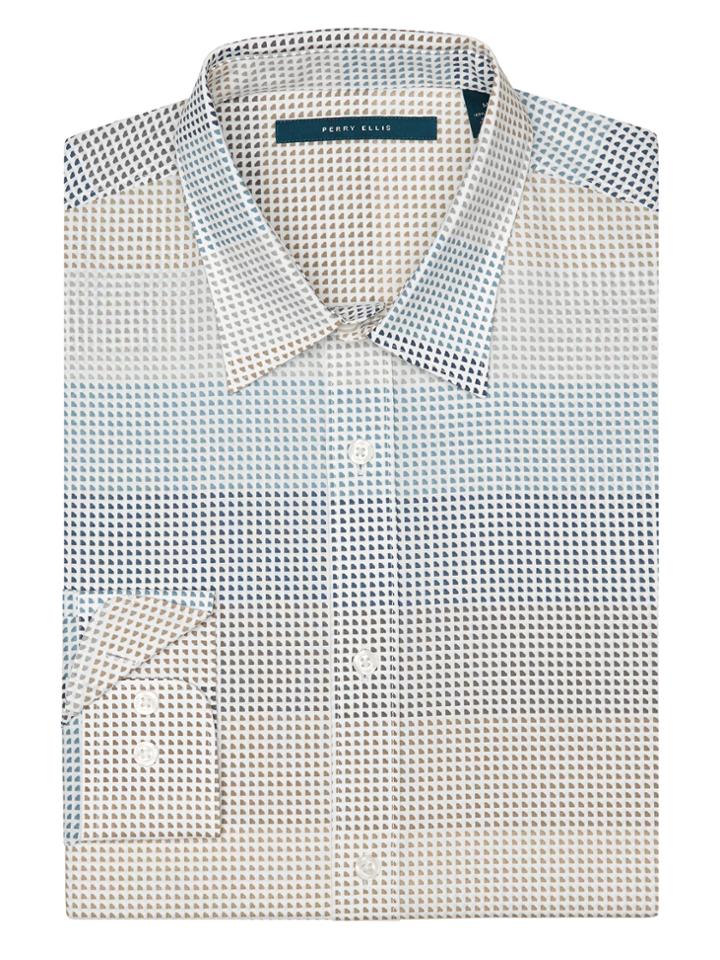 Perry Ellis Multi Color Horizontal Dot Stripe Shirt