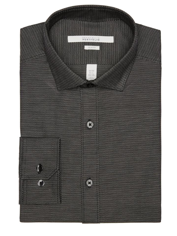 Perry Ellis Slim Fit Dobby Step Dress Shirt