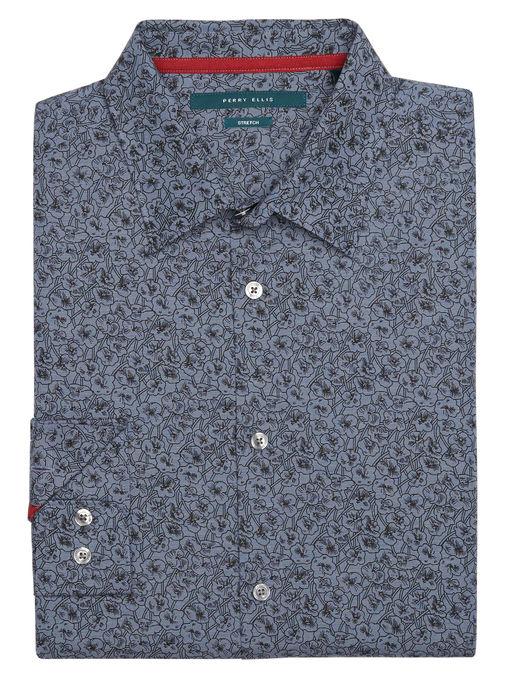 Perry Ellis Midnight Floral Print Shirt