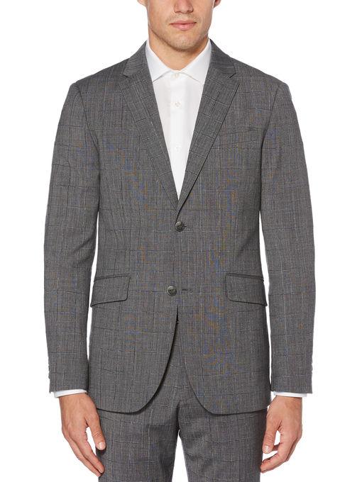 Perry Ellis Slim Fit Stretch Wool Plaid Suit Jacket