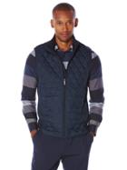 Perry Ellis Quilted Front Mixed Media Vest