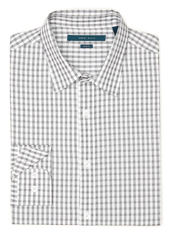 Perry Ellis Textured Dobby Check Shirt