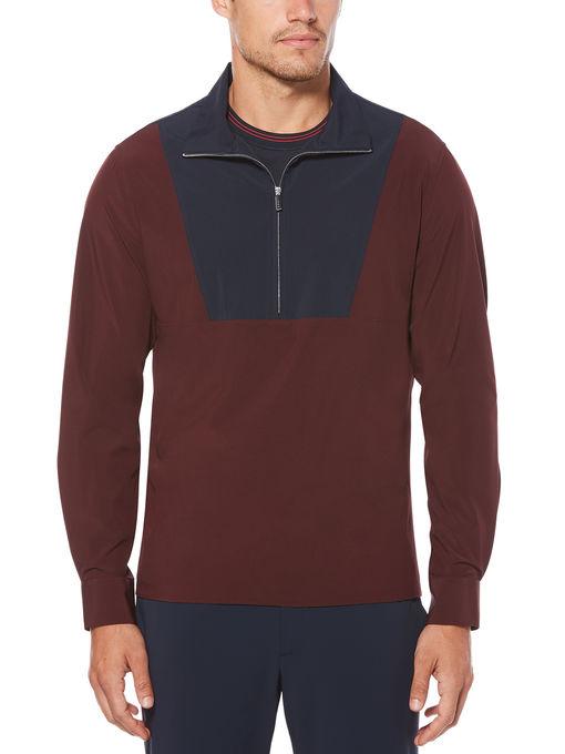 Perry Ellis Solid Zip Popover Shirt