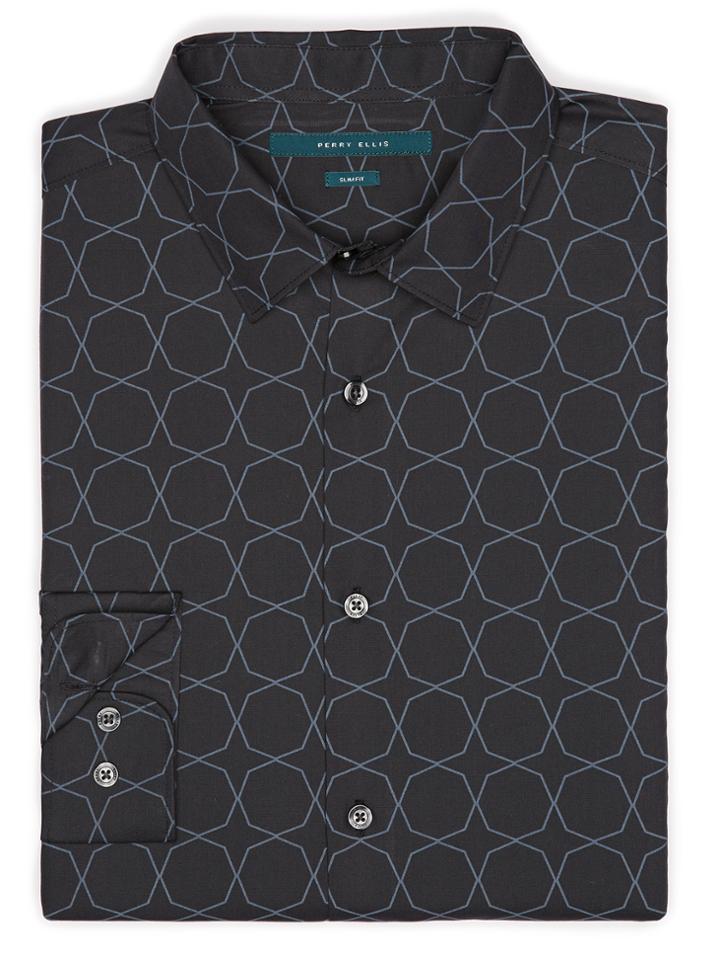 Perry Ellis Slim Fit Octagon Print Shirt