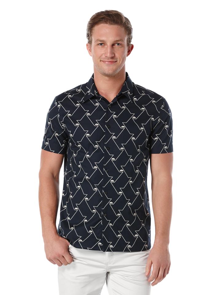 Perry Ellis Short Sleeve Large Windowpane Shirt