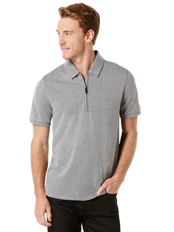 Perry Ellis Oxford Zip Neck Polo