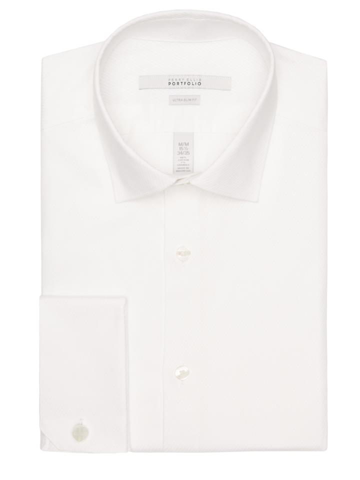 Perry Ellis Ultra Slim Solid Dobby Stripe Dress Shirt