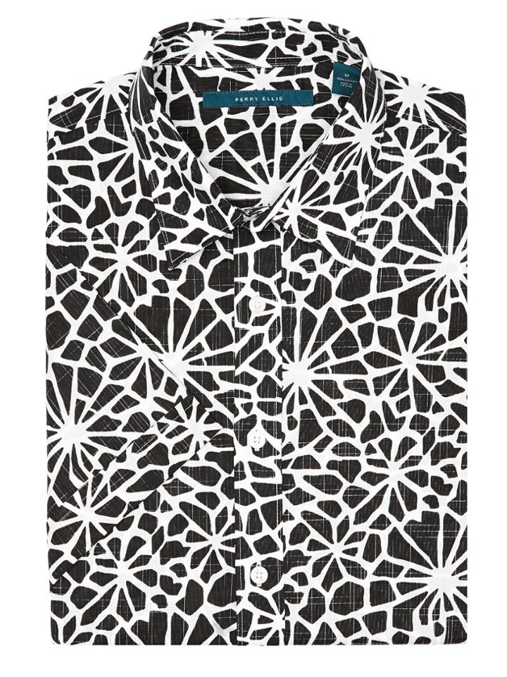 Perry Ellis Big And Tall Short Sleeve Reverse Floral Shirt