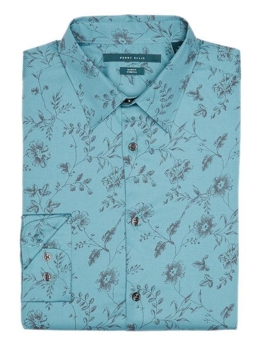 Perry Ellis Slim Fit Floral Print Shirt