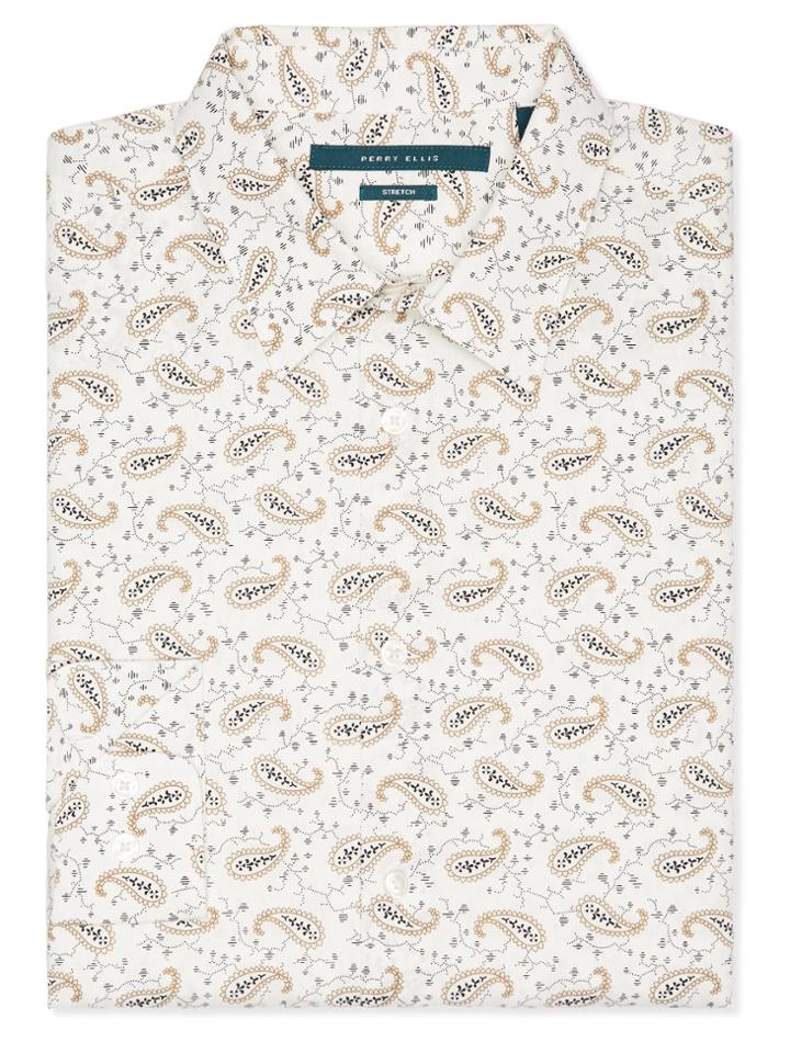 Perry Ellis Paisley Print Silky Stretch Shirt