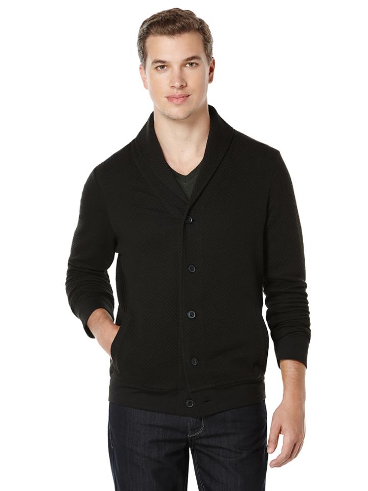 Perry Ellis Quilted Shawl Button Front Cardigan
