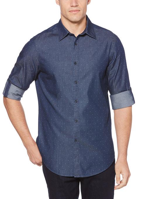 Perry Ellis Dark Denim Dot Shirt
