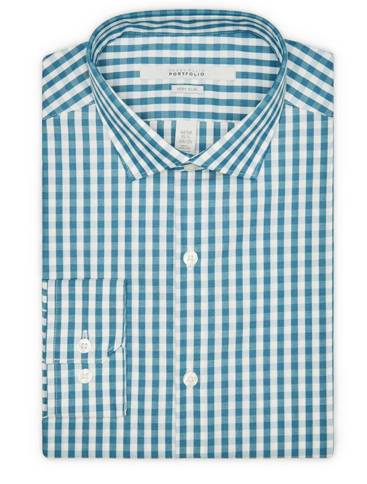 Perry Ellis Very Slim Mini Check Dress Shirt