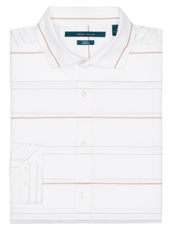 Perry Ellis Slim Fit Horizontal Large Stripe Shirt