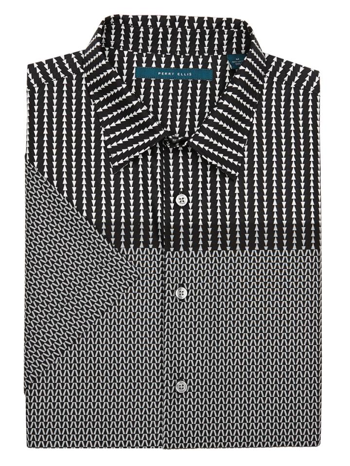 Perry Ellis Short Sleeve Engineered Triangle Shirt