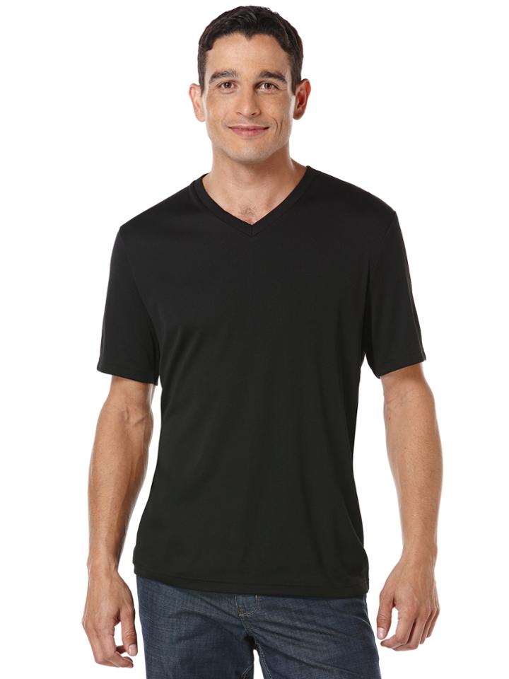 Perry Ellis Short Sleeve Rib V-neck Tee