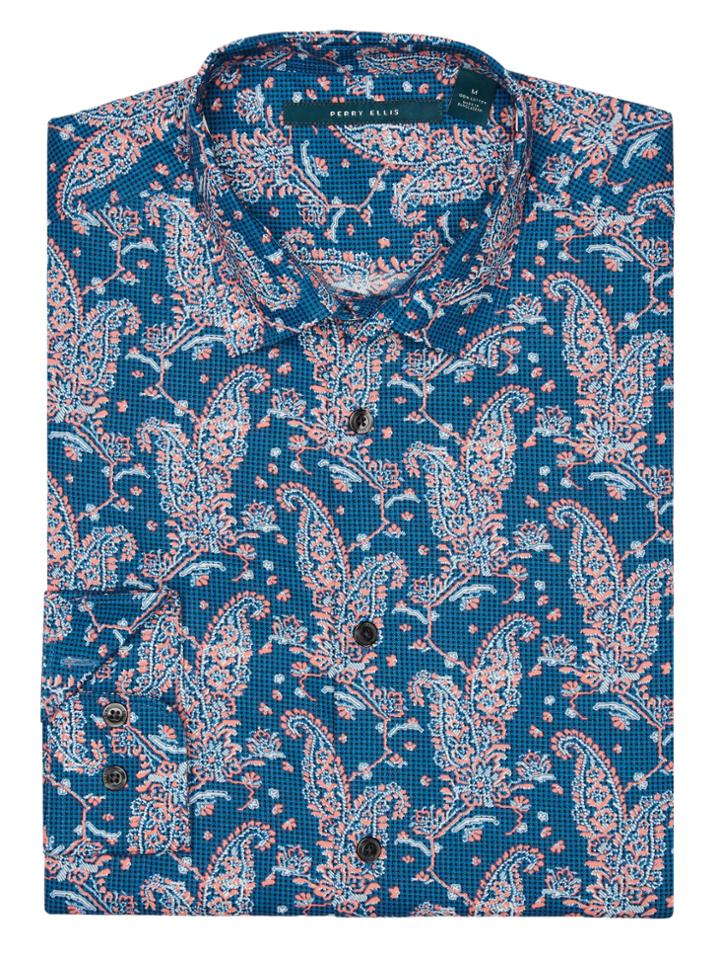 Perry Ellis Multicolor Large Paisley Shirt