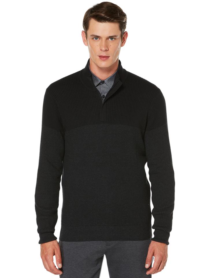 Perry Ellis Textured Square Colorblock Sweater