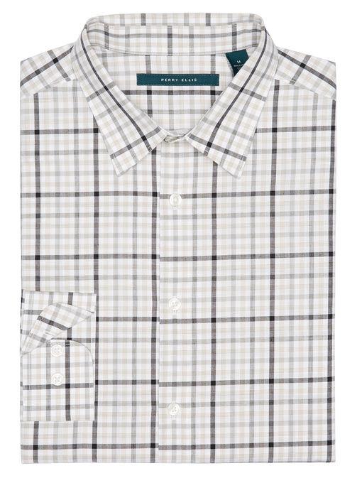 Perry Ellis Heather Check Plaid Shirt