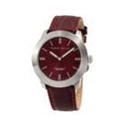 Perry Ellis Unisex Slim Line Burgundy Leather Watch