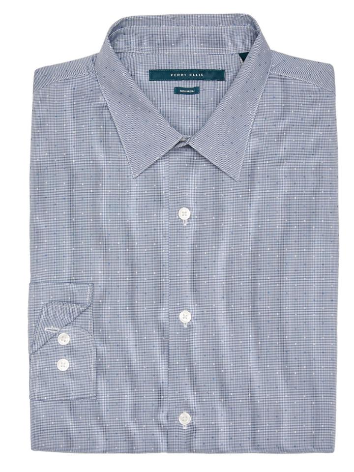 Perry Ellis Big And Tall Non-iron Jacquard Dot Shirt