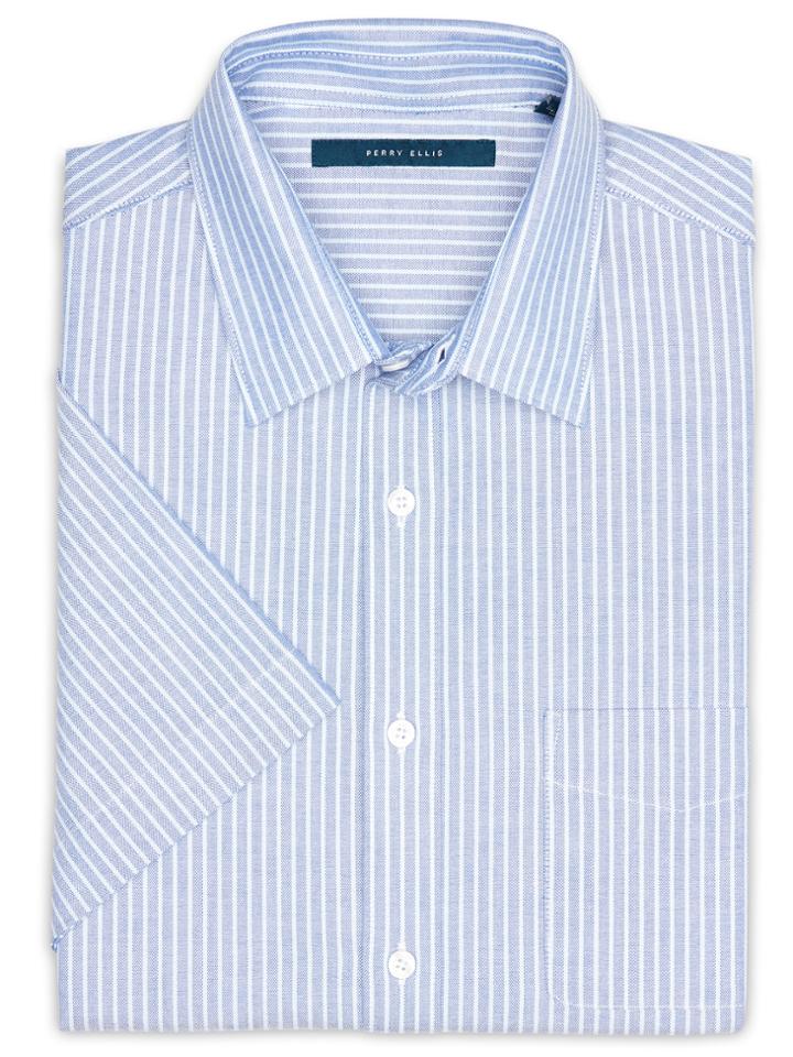 Perry Ellis Short Sleeve Oxford Stripe Shirt