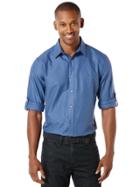 Perry Ellis Rolled Sleeve Oxford Gingham Shirt