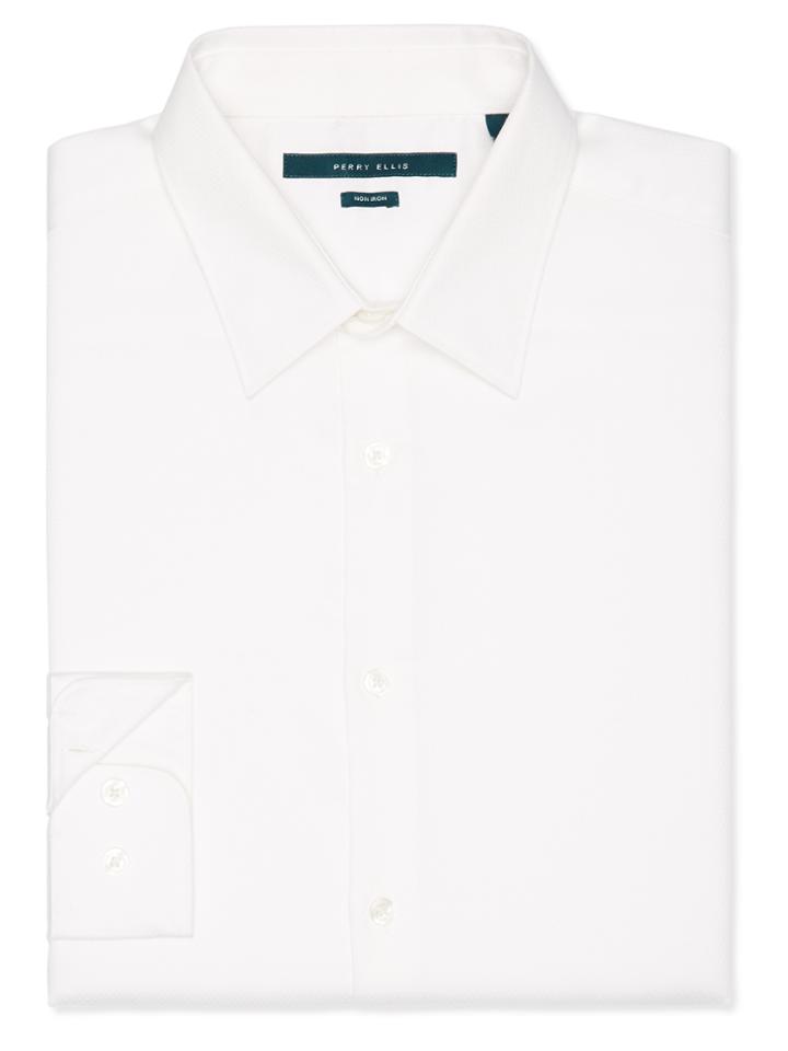 Perry Ellis Long Sleeve Solid Dobby Shirt
