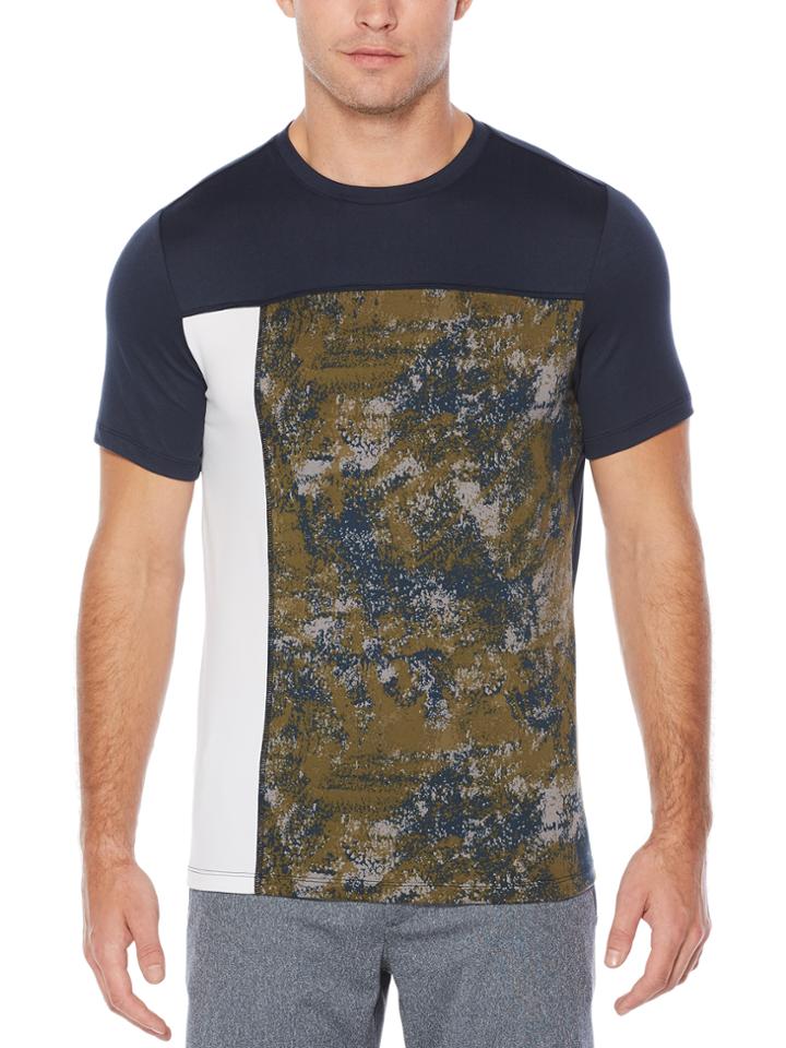 Perry Ellis Short Sleeve Camo Color Block Crew