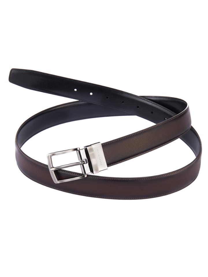 Perry Ellis Burnished Edge Leather Belt