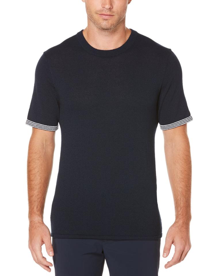 Perry Ellis Short Sleeve Boucle Crew