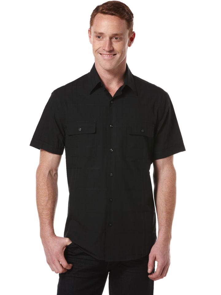 Perry Ellis Short Sleeve Solid Sateen Shirt
