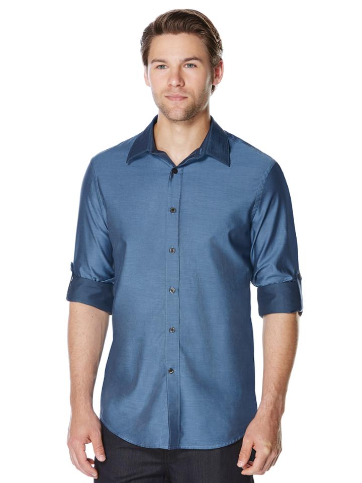 Perry Ellis Roll Sleeve Iridescent Twill Shirt