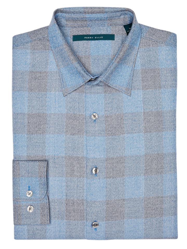Perry Ellis Big And Tall Buffalo Check Heathered Shirt